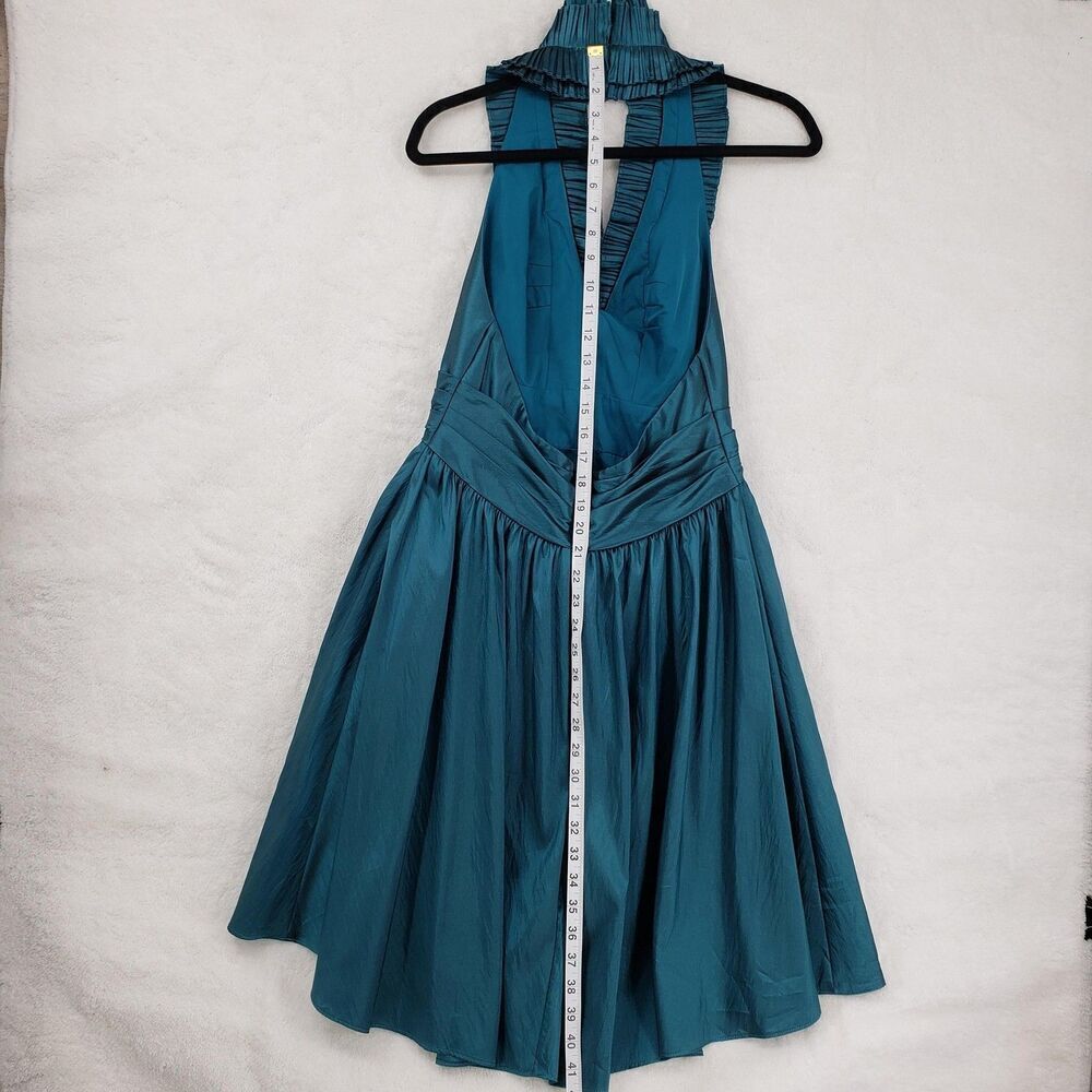WTOO Dress Womens Size 10 Teal Halter Pleated Ruffle Formal Cocktail Party Gown - Picture 7 of 12